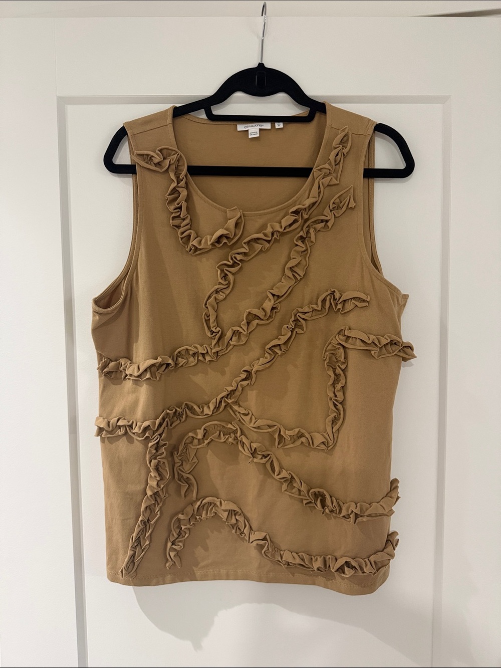 Chico’s Sleeveless Ruffle-Appliqué Tank Top